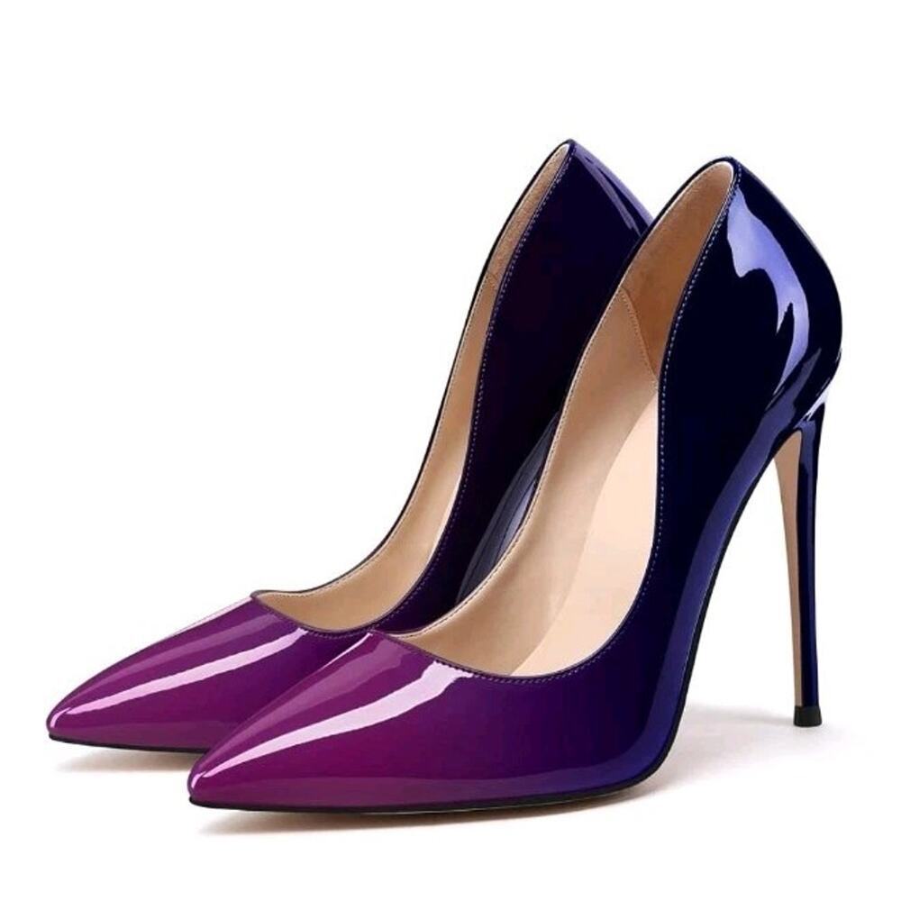 XINIUNIU High Heels Pumps Gradient Patent Leather 4.7 inches Sz 10.5 NIB